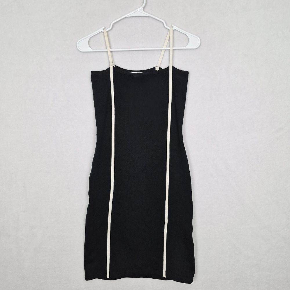 Bebe Moda Vintage Little Black Dress Small Pinstripe 90s Y2k Party Cocktail